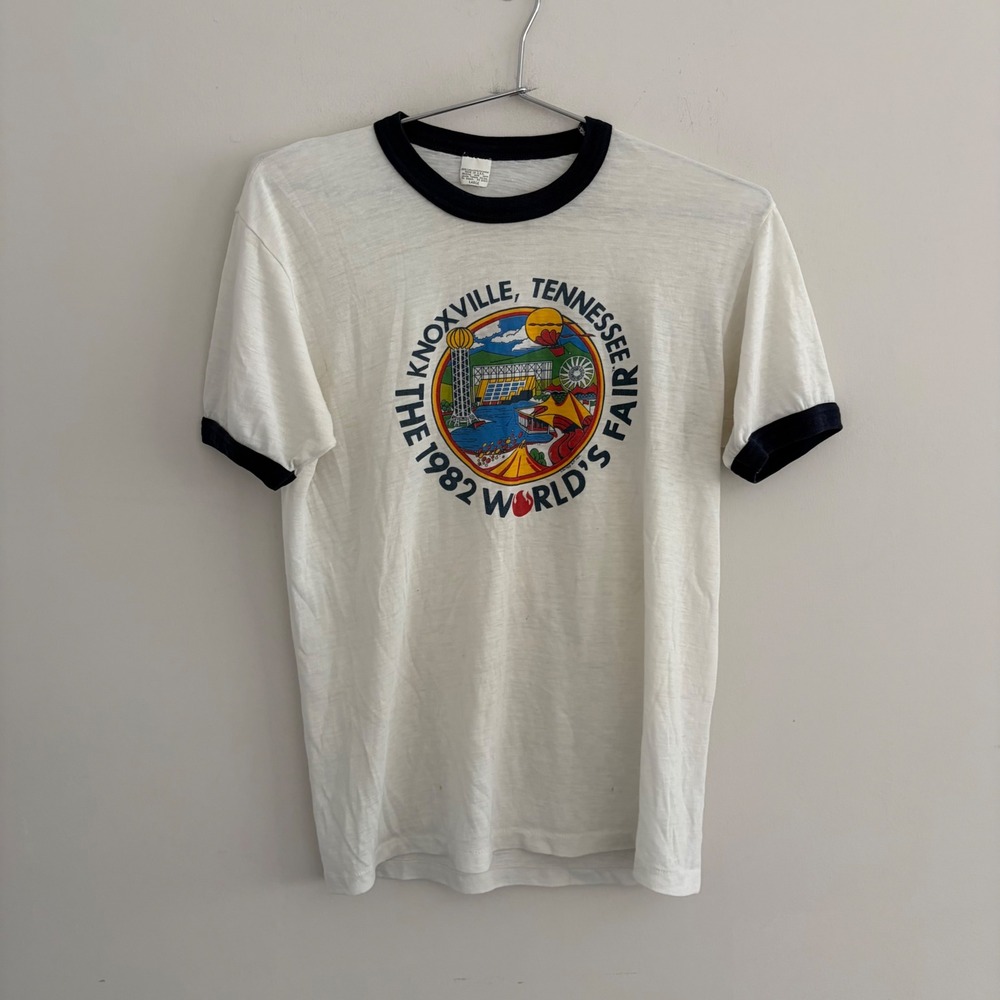 Vintage 1982 Worlds Fair Knoxville Tennessee Ringer T-Shirt White Large
